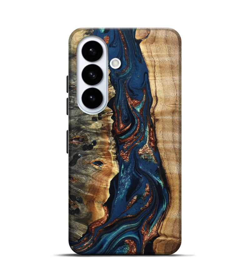 Galaxy S26 Wood Live Edge Phone Case - Noelle (Teal & Gold, 823740)