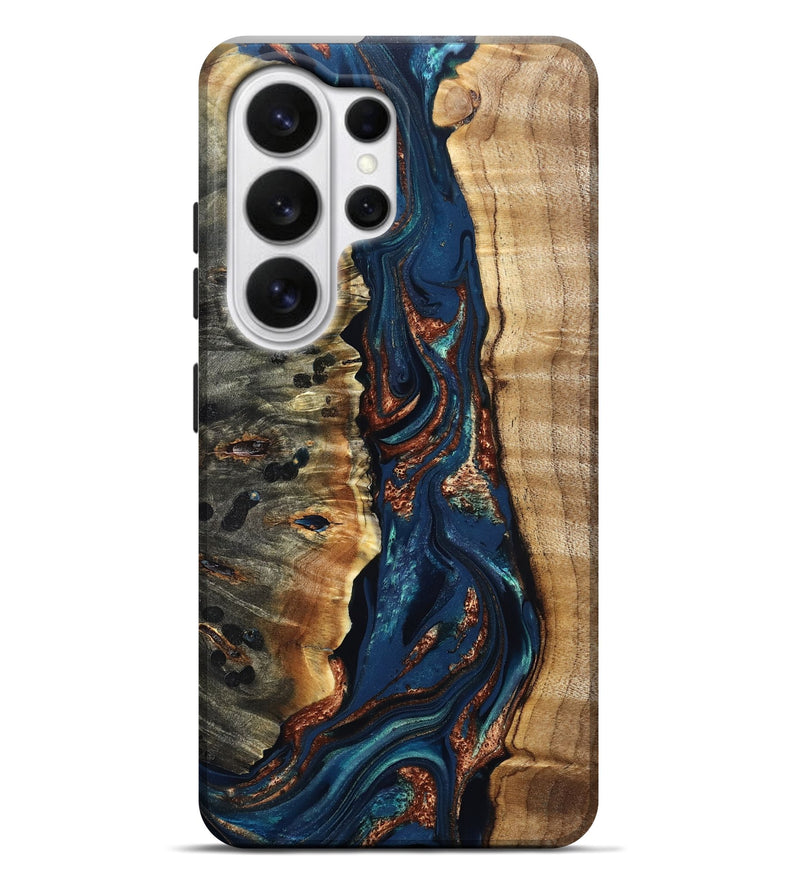 Galaxy S26 Ultra Wood Live Edge Phone Case - Noelle (Teal & Gold, 823740)