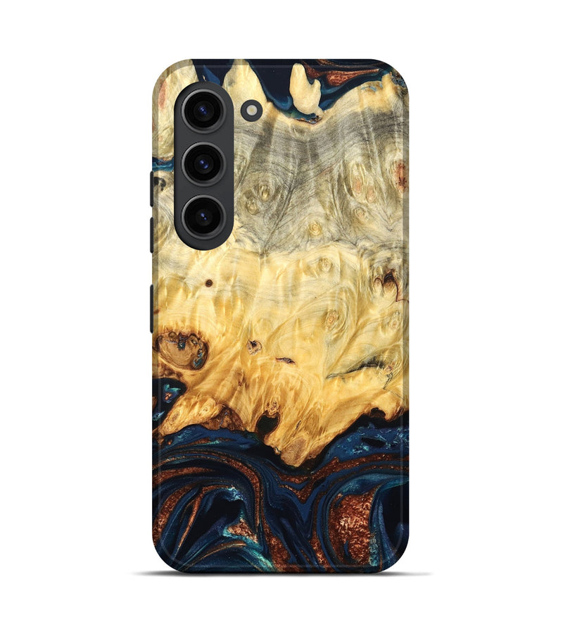 Galaxy S23 Wood Live Edge Phone Case - Hildred (Teal & Gold, 823741)