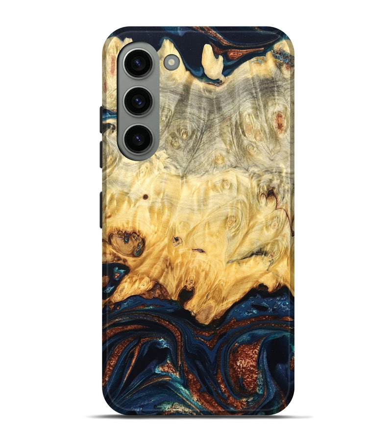 Galaxy S23 Plus Wood Live Edge Phone Case - Hildred (Teal & Gold, 823741)