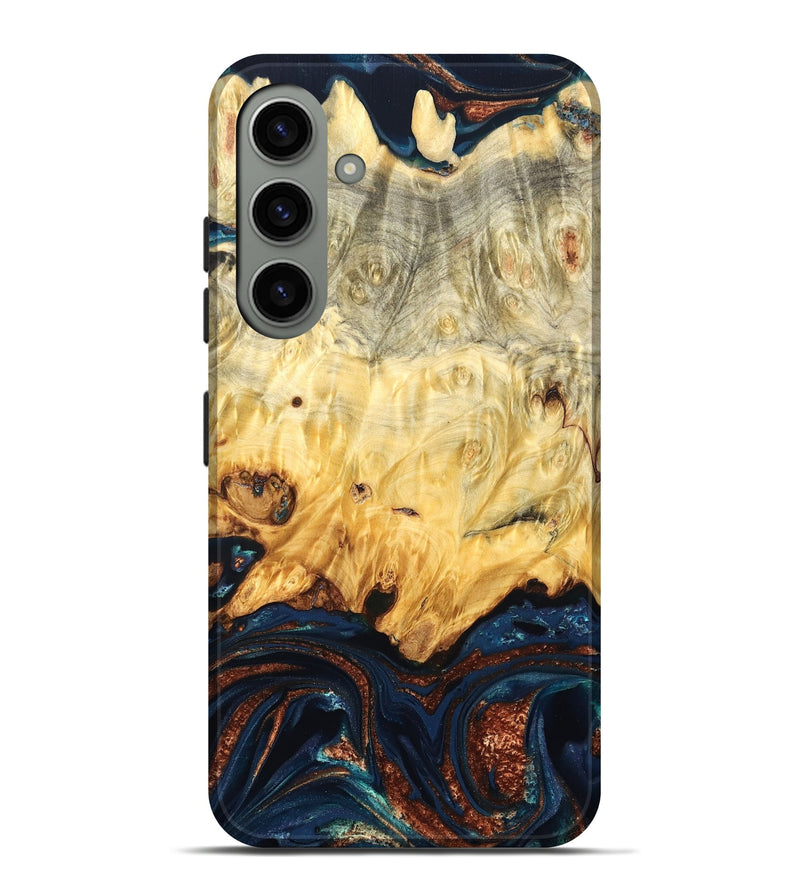 Galaxy S24 Plus Wood Live Edge Phone Case - Hildred (Teal & Gold, 823741)