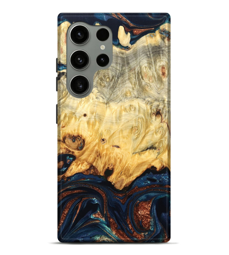 Galaxy S24 Ultra Wood Live Edge Phone Case - Hildred (Teal & Gold, 823741)