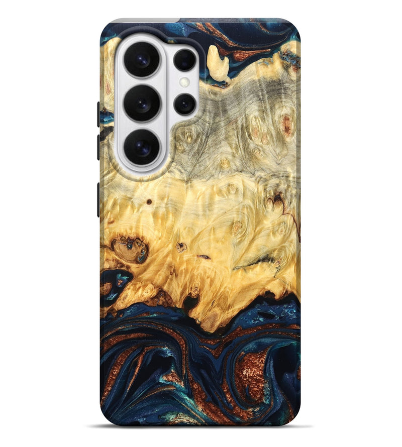 Galaxy S26 Ultra Wood Live Edge Phone Case - Hildred (Teal & Gold, 823741)