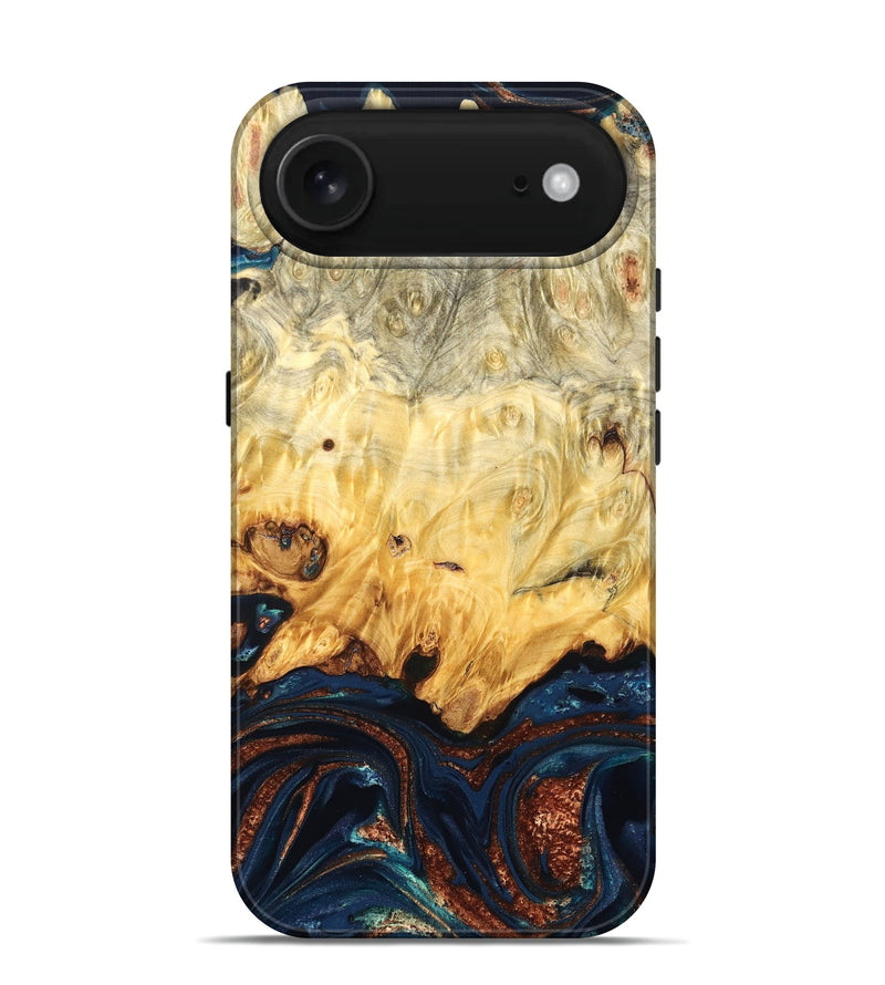 iPhone 17 Air Wood Live Edge Phone Case - Hildred (Teal & Gold, 823741)
