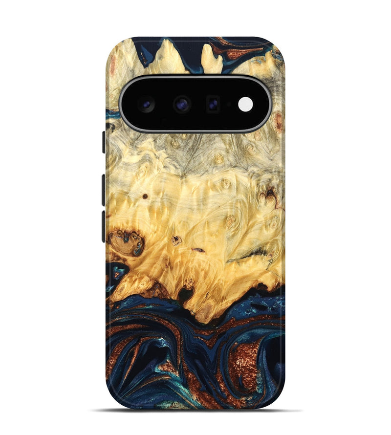 Pixel 11 Wood Live Edge Phone Case - Hildred (Teal & Gold, 823741)