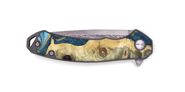 EDC Wood Pocket Knife - Galilea (Teal & Gold, 823782)