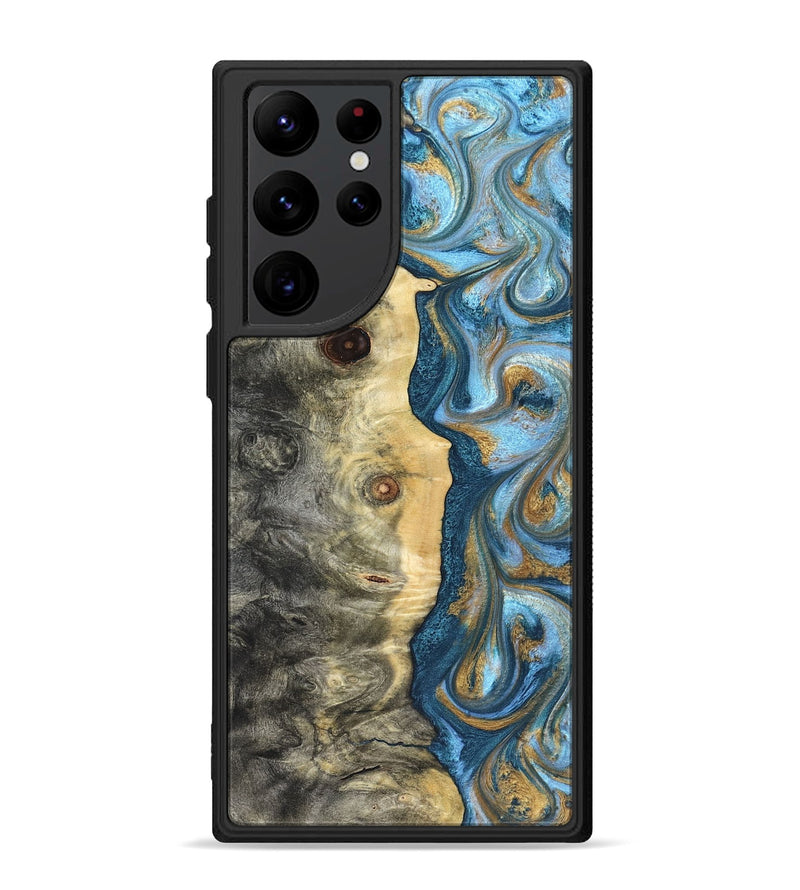 Galaxy S22 Ultra Wood Phone Case - Galilea (Teal & Gold, 823782)