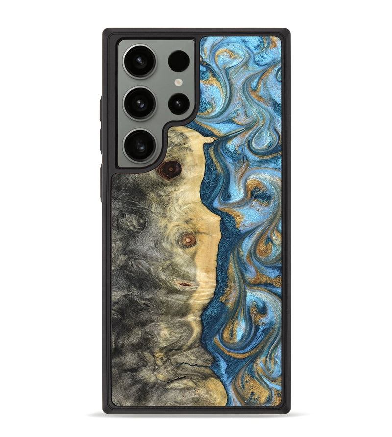 Galaxy S23 Ultra Wood Phone Case - Galilea (Teal & Gold, 823782)