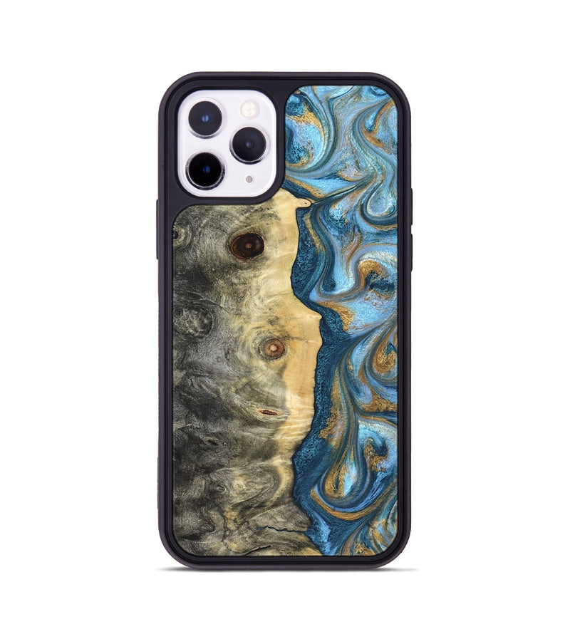 iPhone 11 Pro Wood Phone Case - Galilea (Teal & Gold, 823782)