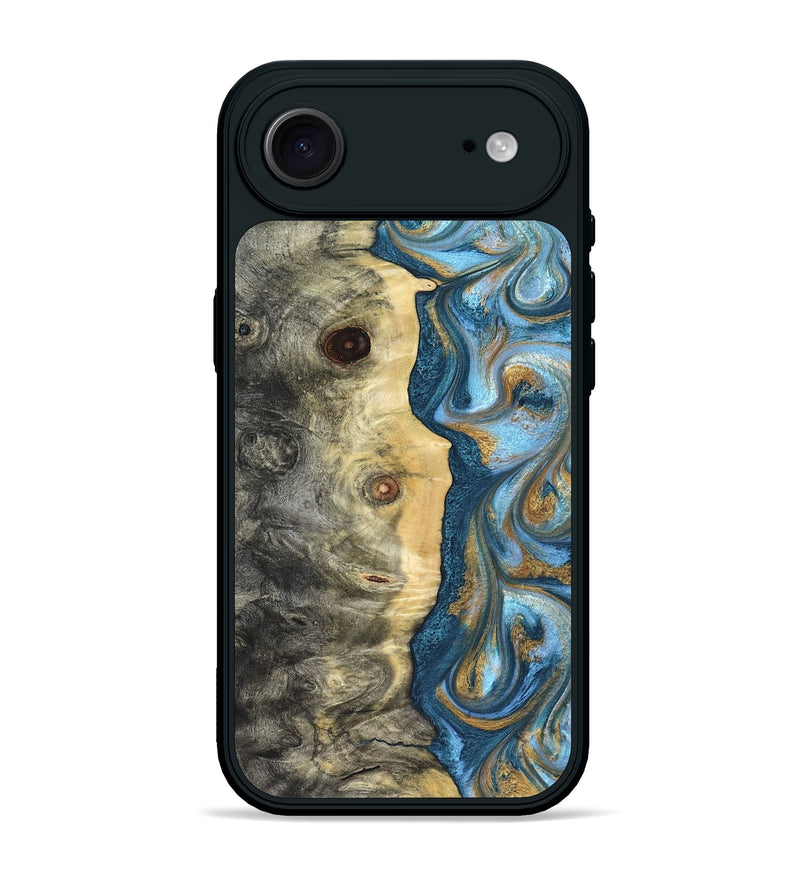 iPhone 17 Air Wood Phone Case - Galilea (Teal & Gold, 823782)