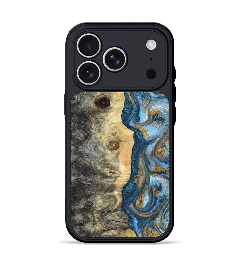 iPhone 17 Pro Wood Phone Case - Galilea (Teal & Gold, 823782)