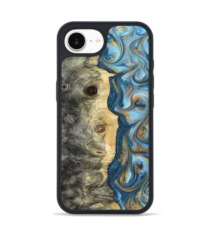 iPhone 17e Wood Phone Case - Galilea (Teal & Gold, 823782)