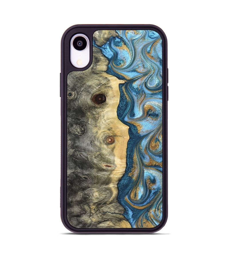 iPhone Xr Wood Phone Case - Galilea (Teal & Gold, 823782)