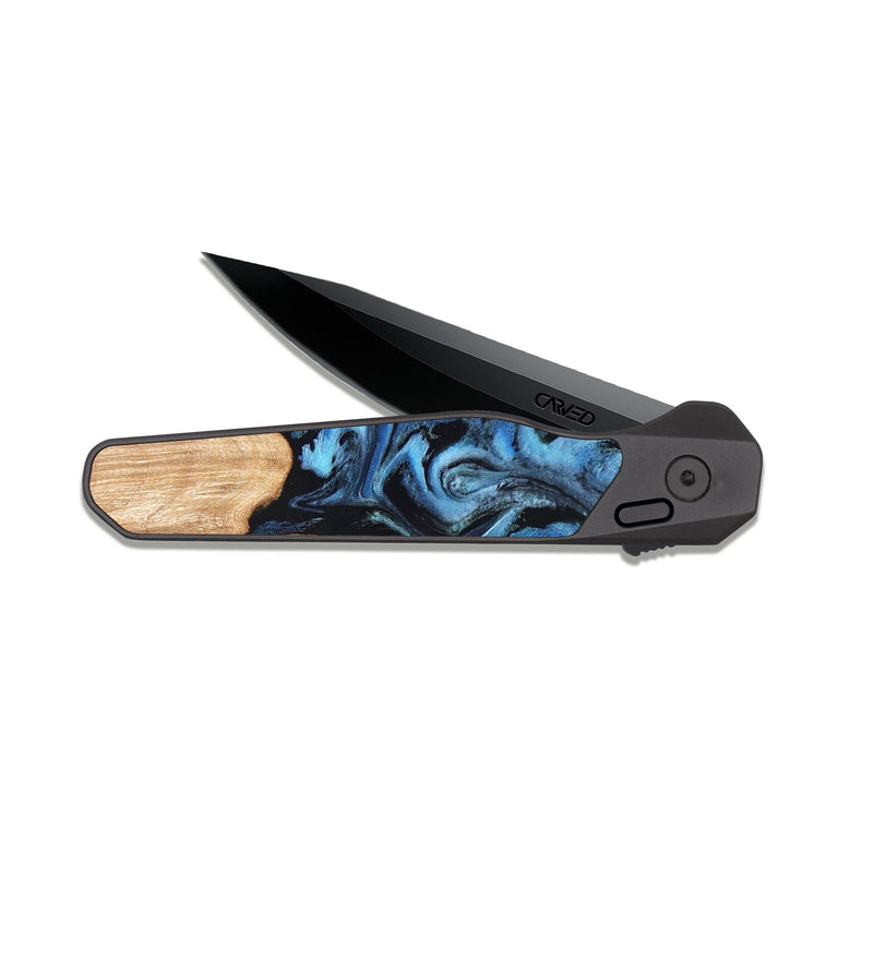 EDC Dark Slate Wood Pocket Knife - Maya (Blue, 823784)