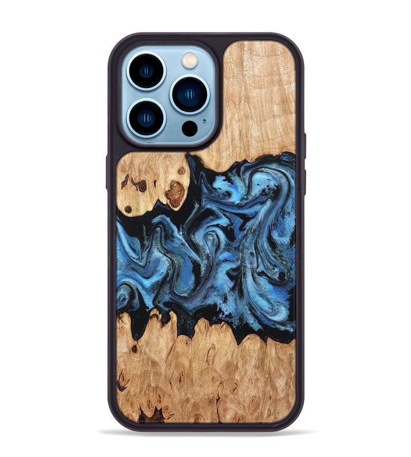 iPhone 14 Pro Max Wood Phone Case - Maya (Blue, 823784)