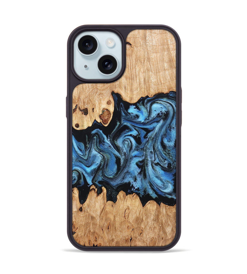 iPhone 15 Wood Phone Case - Maya (Blue, 823784)