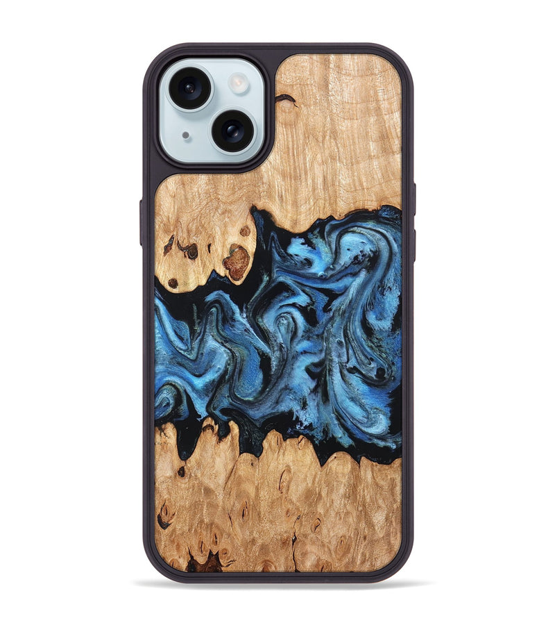 iPhone 15 Plus Wood Phone Case - Maya (Blue, 823784)