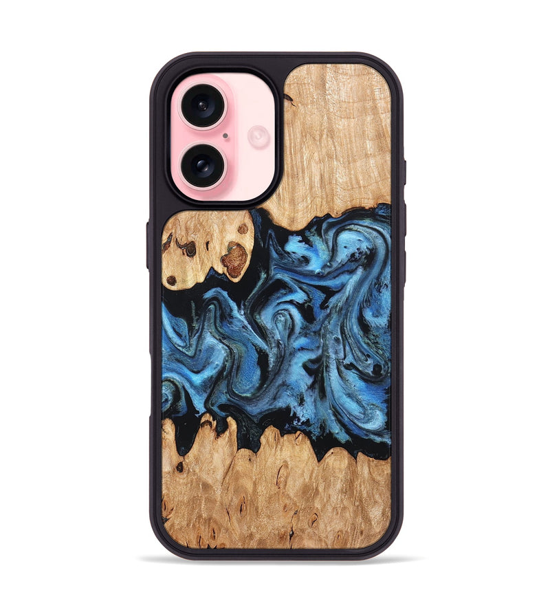 iPhone 16 Wood Phone Case - Maya (Blue, 823784)