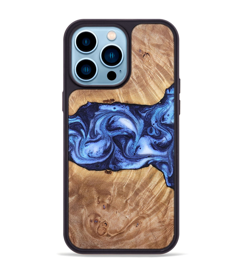 iPhone 14 Pro Max Wood Phone Case - Dewayne (Blue, 823787)