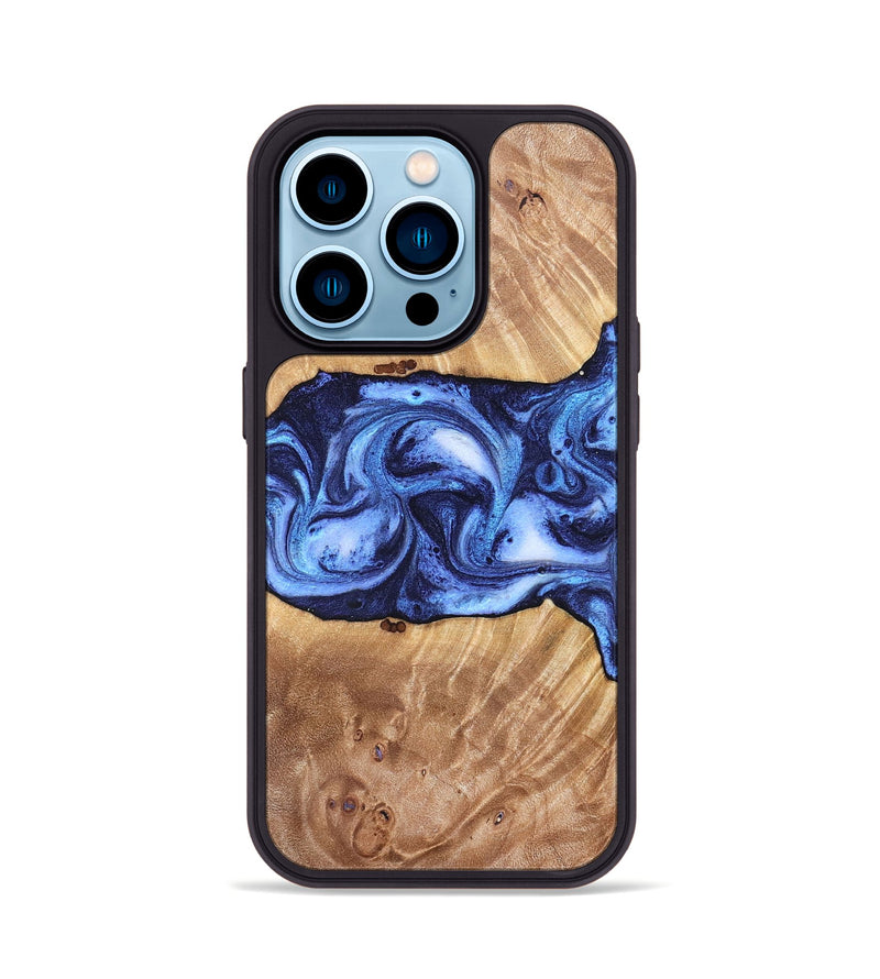 iPhone 14 Pro Wood Phone Case - Dewayne (Blue, 823787)
