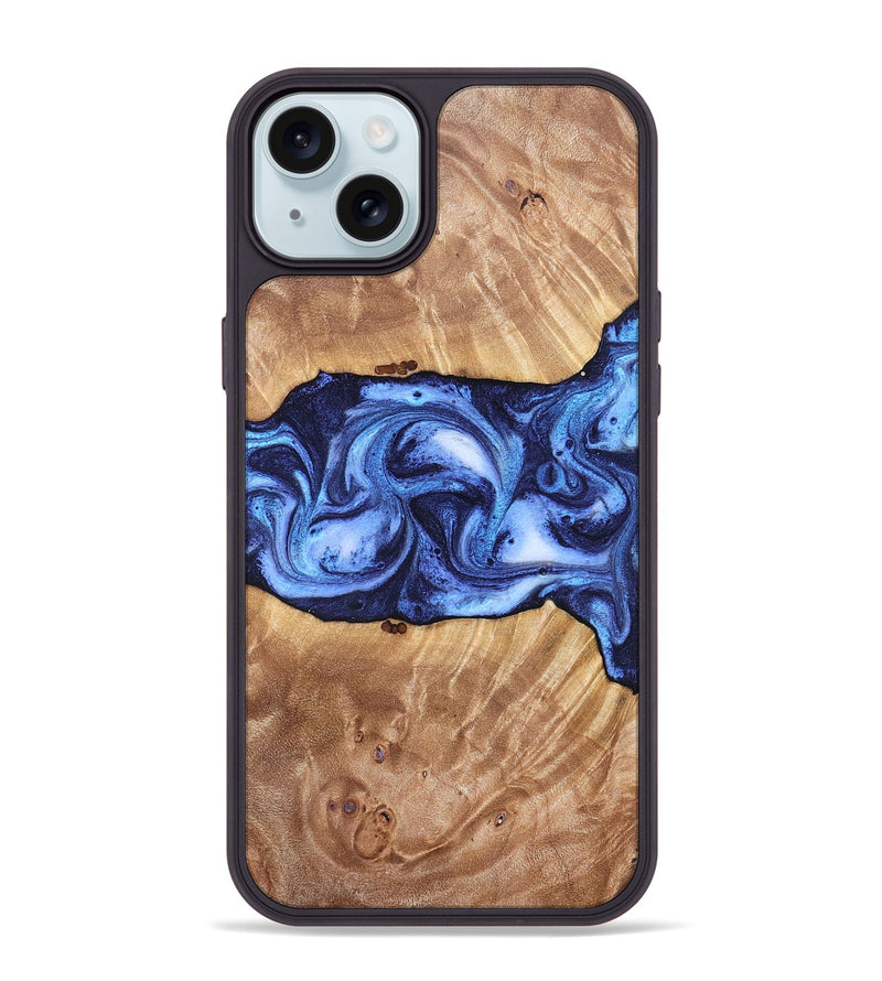 iPhone 15 Plus Wood Phone Case - Dewayne (Blue, 823787)