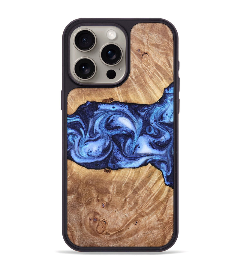iPhone 15 Pro Max Wood Phone Case - Dewayne (Blue, 823787)