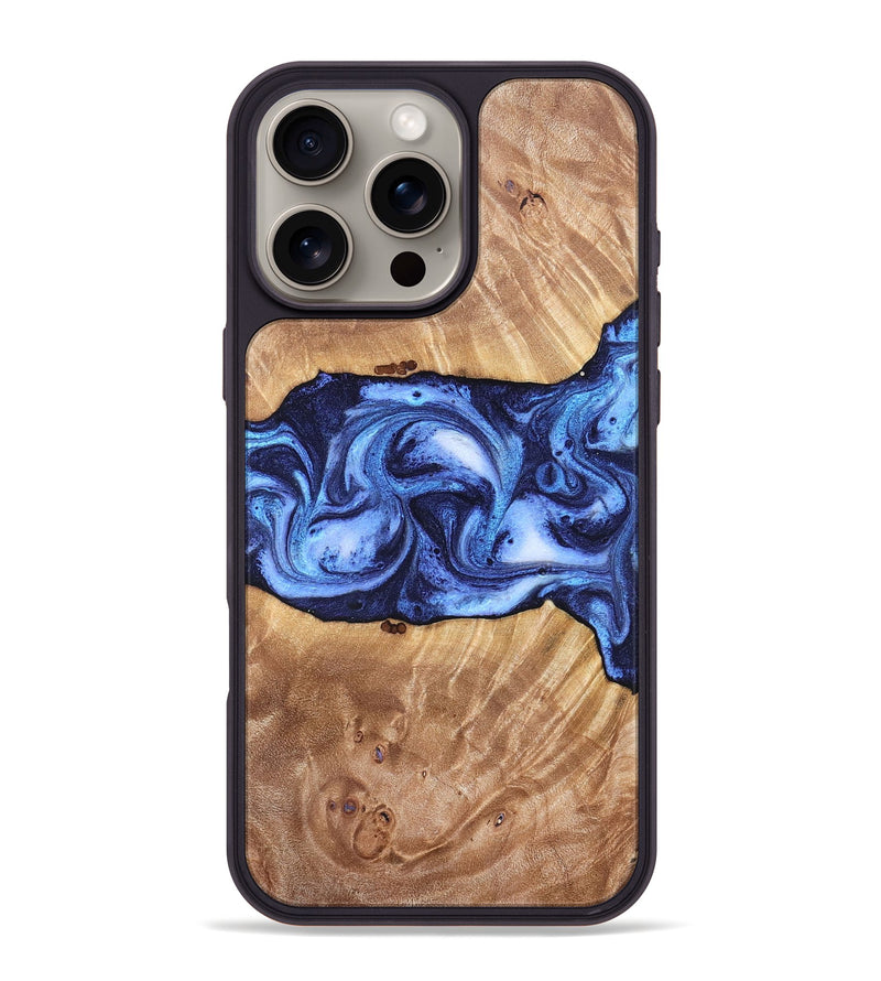 iPhone 16 Pro Max Wood Phone Case - Dewayne (Blue, 823787)