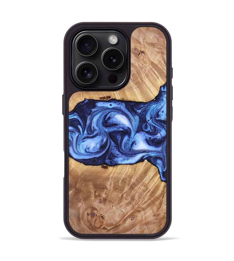 iPhone 16 Pro Wood Phone Case - Dewayne (Blue, 823787)