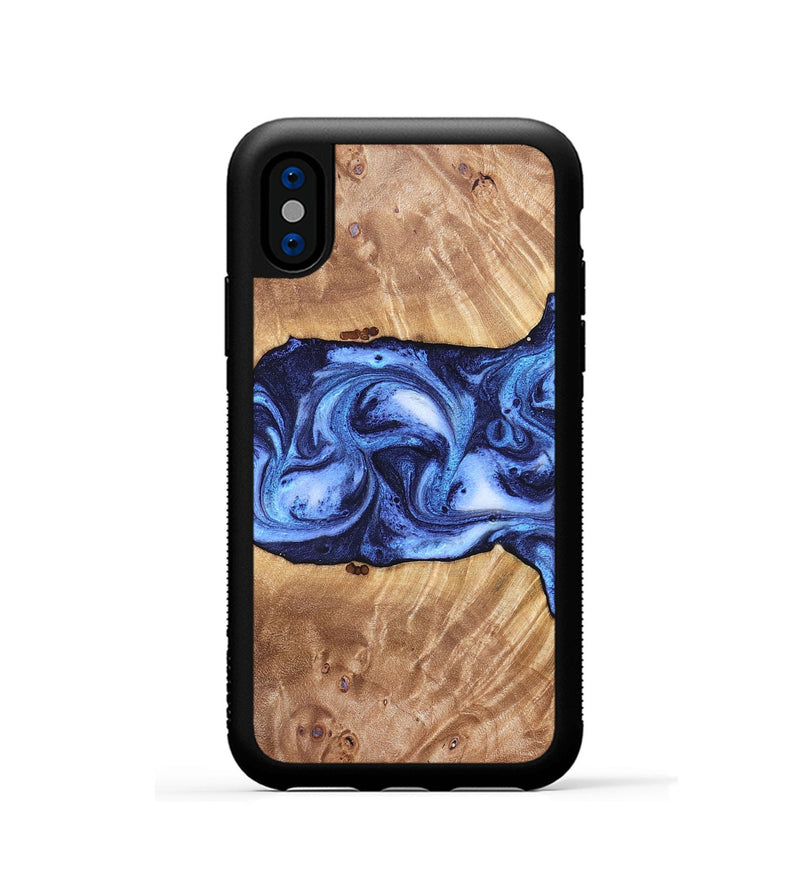 iPhone Xs Wood Phone Case - Dewayne (Blue, 823787)