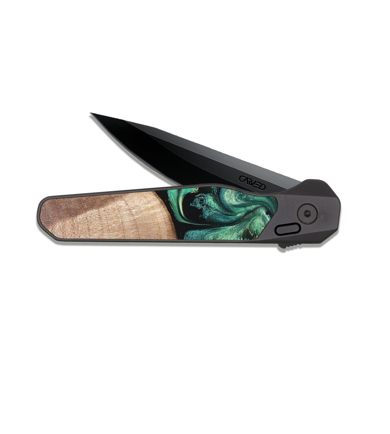 EDC Dark Slate Wood Pocket Knife - Justice (Green, 823789)