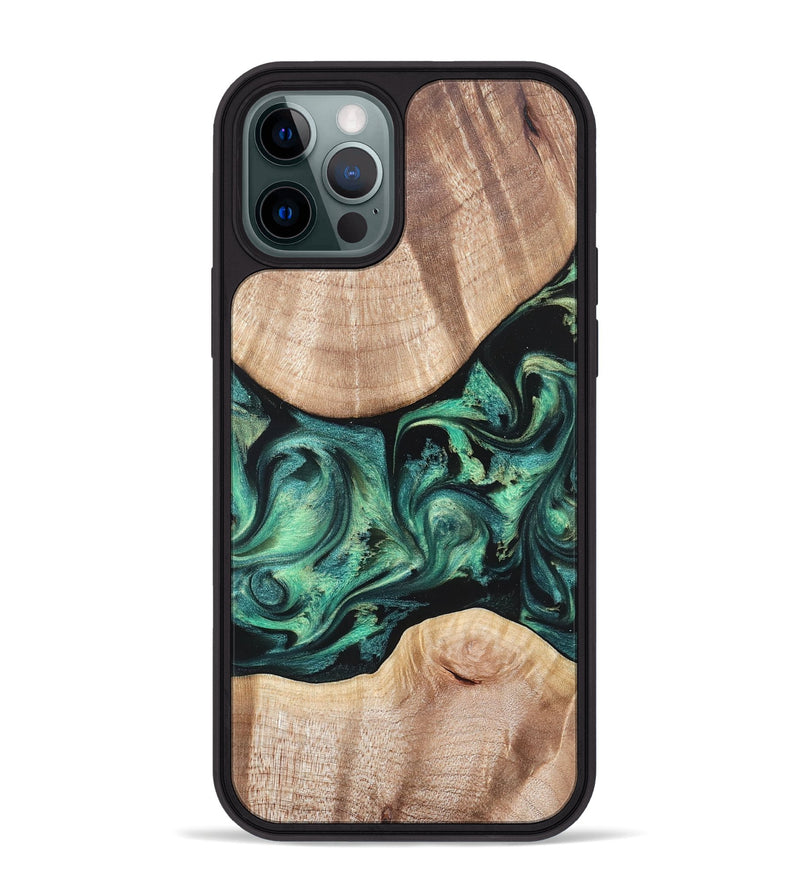 iPhone 12 Pro Max Wood Phone Case - Justice (Green, 823789)