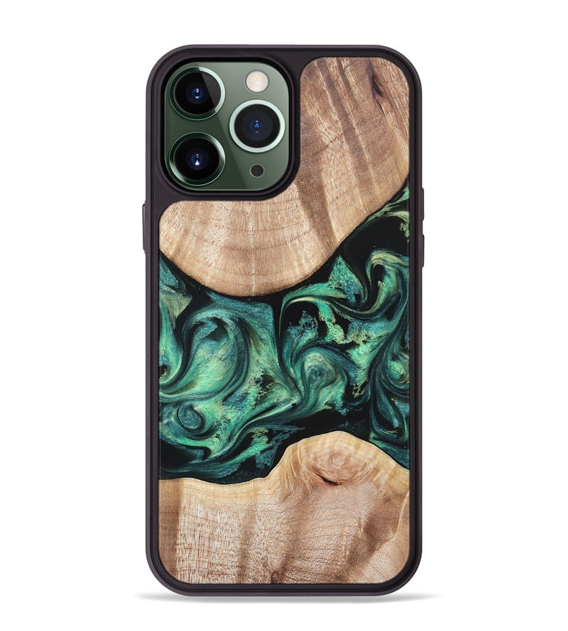 iPhone 13 Pro Max Wood Phone Case - Justice (Green, 823789)