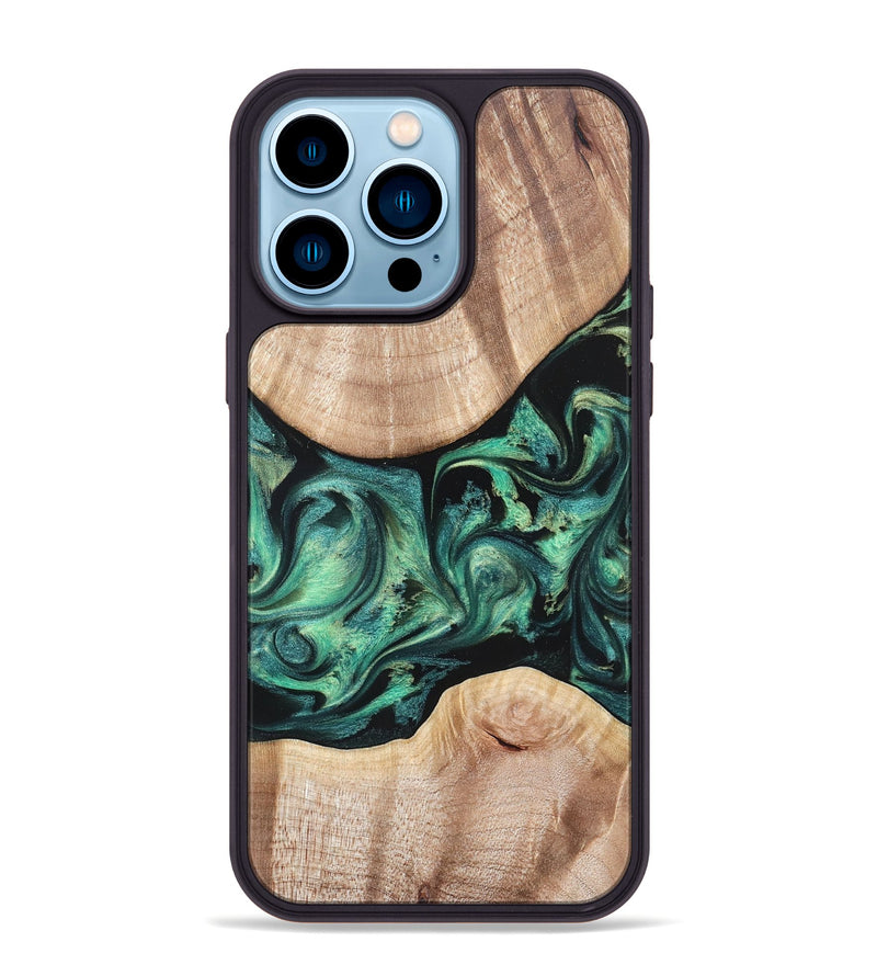 iPhone 14 Pro Max Wood Phone Case - Justice (Green, 823789)
