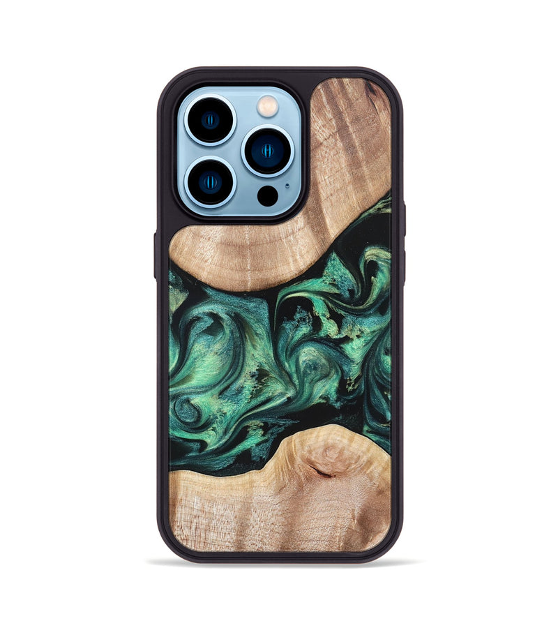 iPhone 14 Pro Wood Phone Case - Justice (Green, 823789)