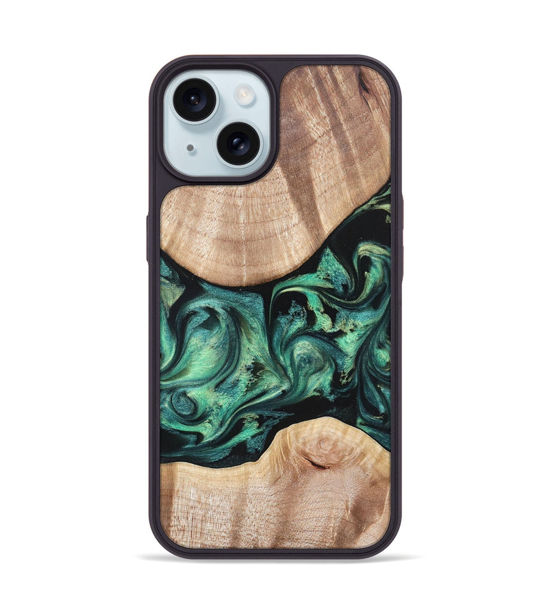 iPhone 15 Wood Phone Case - Justice (Green, 823789)