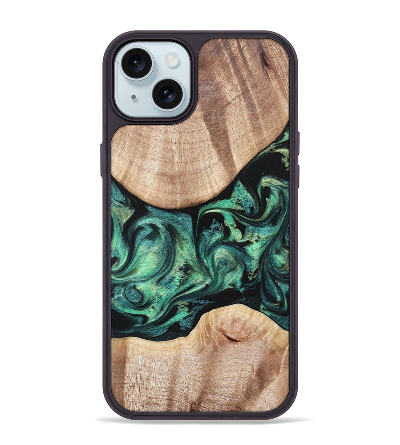 iPhone 15 Plus Wood Phone Case - Justice (Green, 823789)