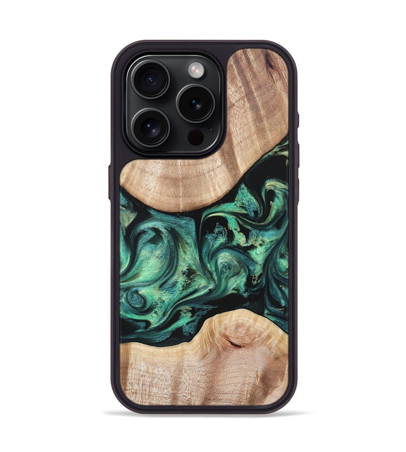 iPhone 15 Pro Wood Phone Case - Justice (Green, 823789)
