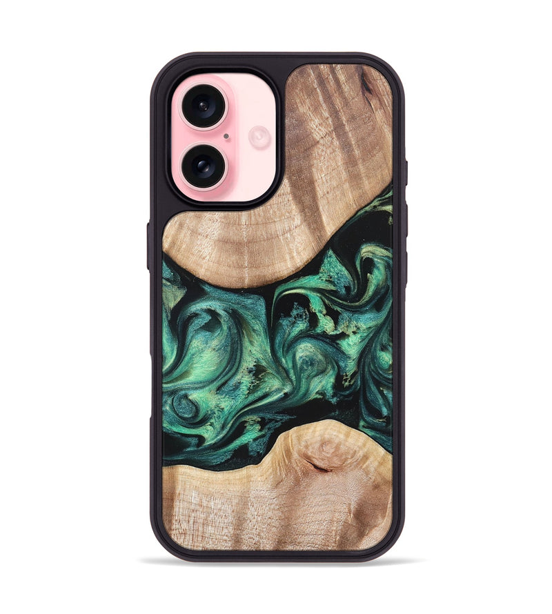 iPhone 16 Wood Phone Case - Justice (Green, 823789)