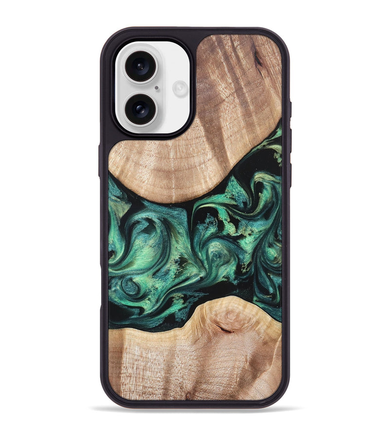 iPhone 16 Plus Wood Phone Case - Justice (Green, 823789)