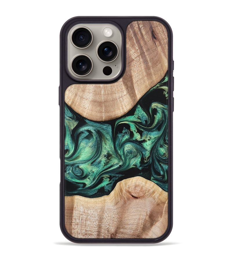 iPhone 16 Pro Max Wood Phone Case - Justice (Green, 823789)