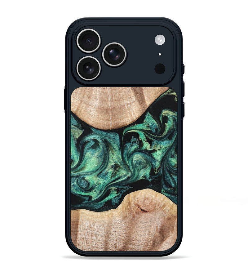 iPhone 17 Pro Max Wood Phone Case - Justice (Green, 823789)