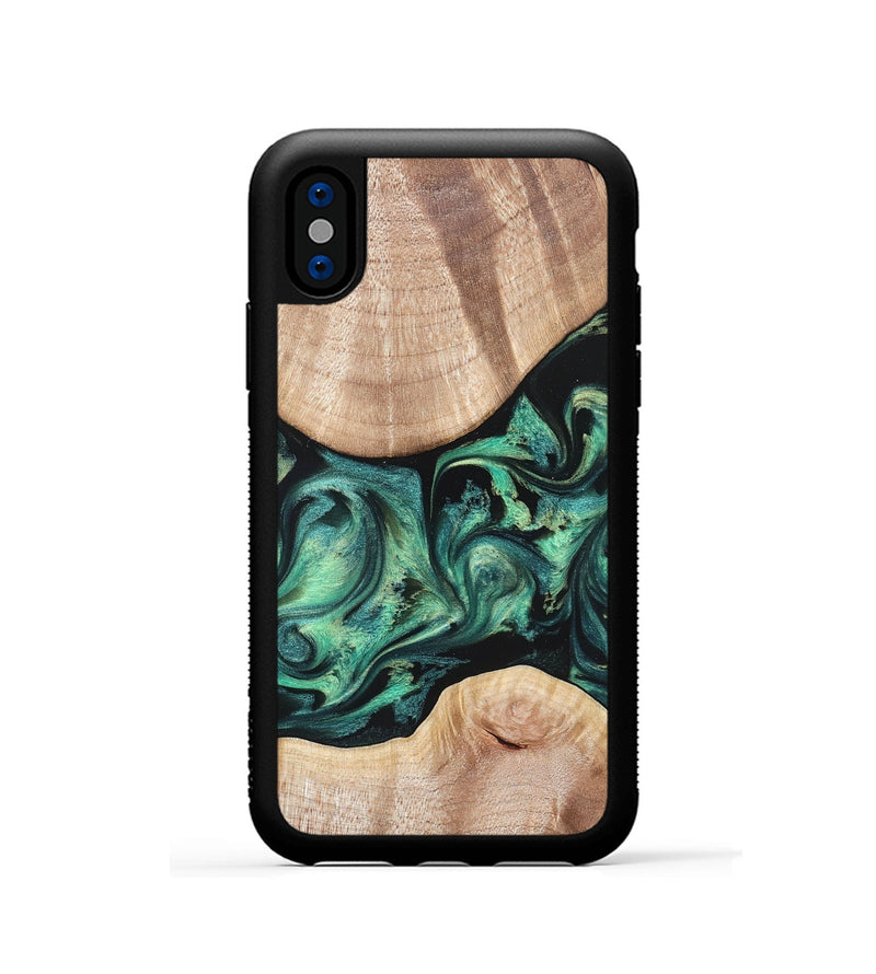 iPhone Xs Wood Phone Case - Justice (Green, 823789)