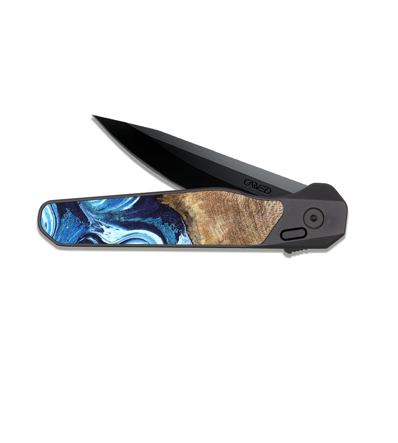 EDC Dark Slate Wood Pocket Knife - Creed (Blue, 823792)
