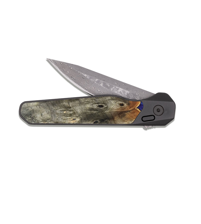 EDC Dark Damascus Wood Pocket Knife - Sherry (Blue, 823794)