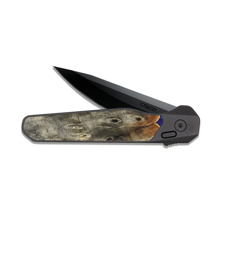 EDC Dark Slate Wood Pocket Knife - Sherry (Blue, 823794)