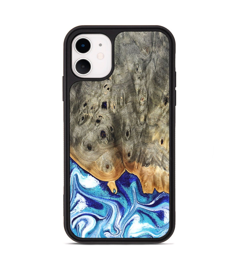 iPhone 11 Wood Phone Case - Sherry (Blue, 823794)