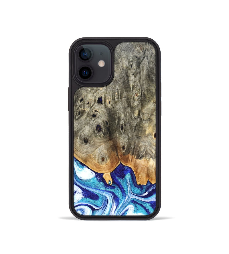 iPhone 12 mini Wood Phone Case - Sherry (Blue, 823794)