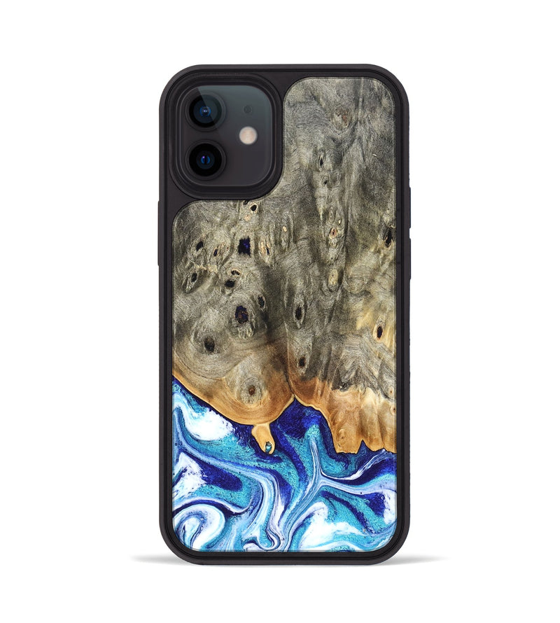 iPhone 12 Wood Phone Case - Sherry (Blue, 823794)