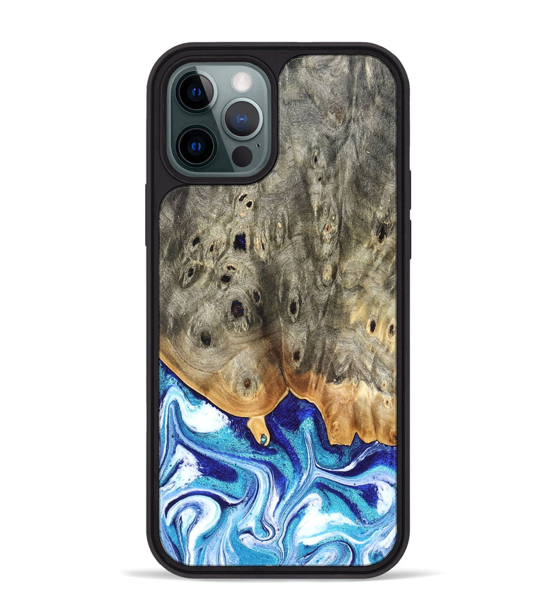 iPhone 12 Pro Max Wood Phone Case - Sherry (Blue, 823794)