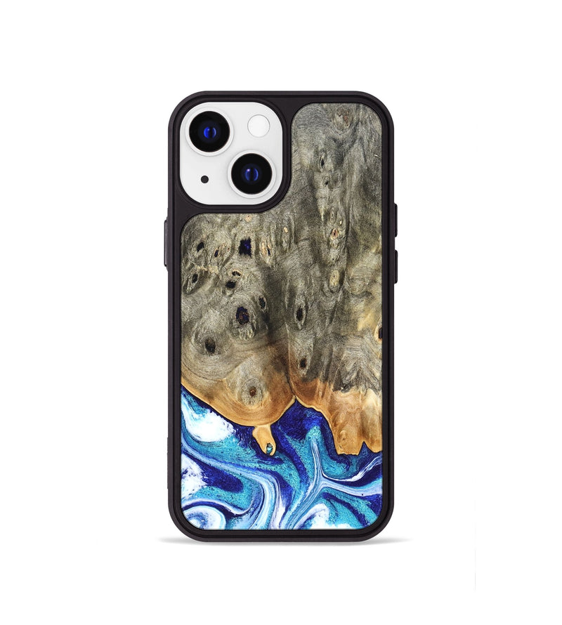 iPhone 13 mini Wood Phone Case - Sherry (Blue, 823794)
